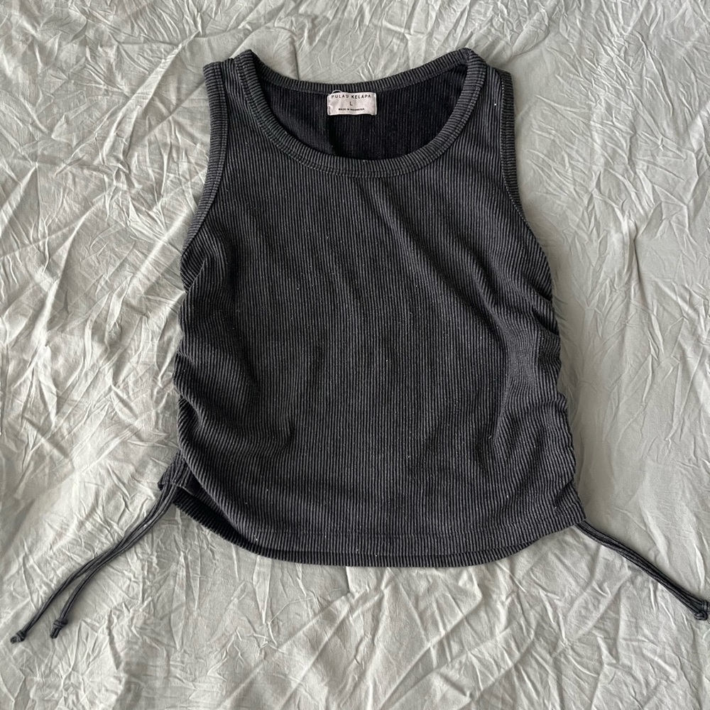 Black Ribbed Sleeveless Top